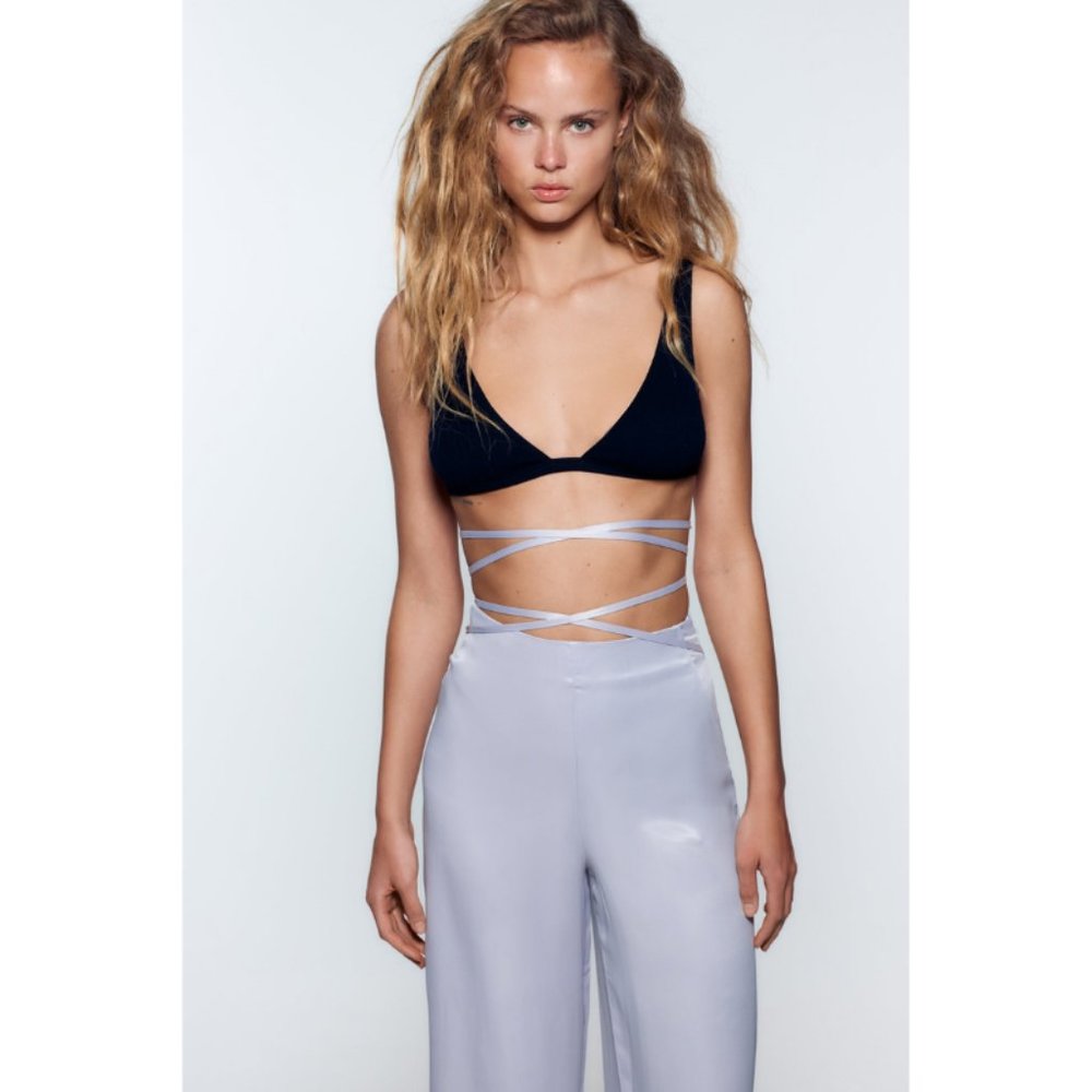 ZARA Full-Length Satin Trousers Size XS